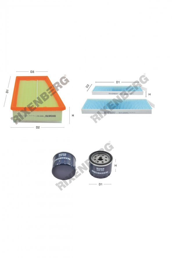 Renault Kangoo II 1.5 Dci 68-86-103 Hp 08-10 Rixenberg Filtre Bakım Seti ürün görseli 1