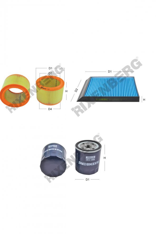 Peugeot Partner 1.9 D 68 Hp (Araç No …orga7300) 96-98 Rixenberg Filtre Bakım Seti ürün görseli 1