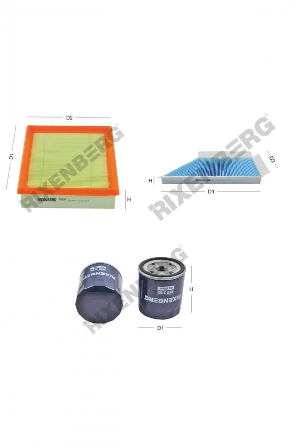 Peugeot 206 1.6i 90 Hp 98-00 Rixenberg Filtre Bakım Seti ürün görseli 1