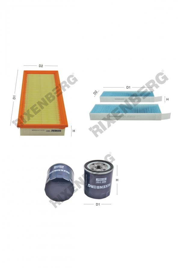 Peugeot 3008 II 1.2 PureTech (P84) 131 Hp 16 > Rixenberg Filtre Bakım Seti ürün görseli 1