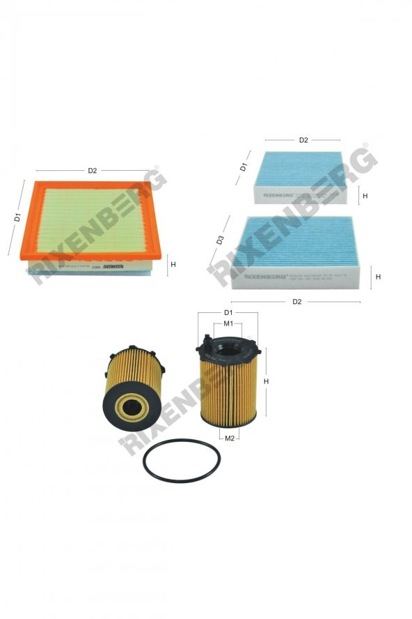 Peugeot 208 1.6 BlueHdi 100-116-120 Hp 15 > Rixenberg Filtre Bakım Seti ürün görseli