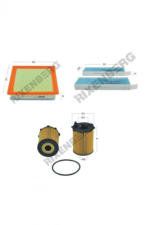 Peugeot 3008 II 1.6 BlueHdi Fap (P84) 100-116-120 Hp 16 > Rixenberg Filtre Bakım Seti ürün görseli