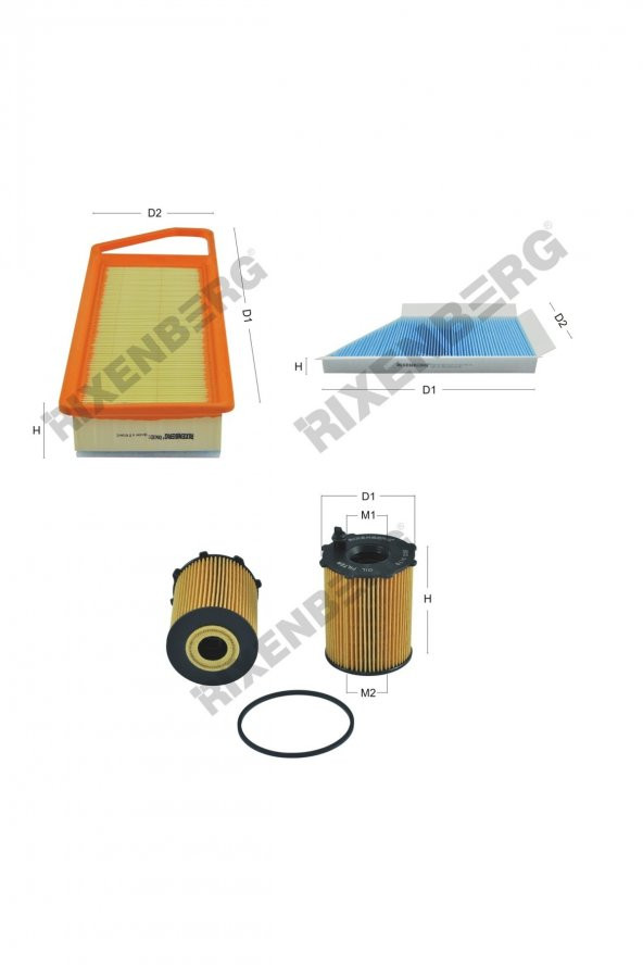 Peugeot 206 1.4 Hdi 68 Hp 01-09 Rixenberg Filtre Bakım Seti ürün görseli