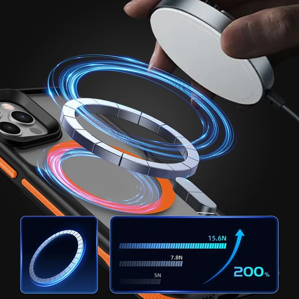 iPhone 11 Kılıf M-safe Şarj Özellikli Renkli Kenar Airbag Şeritli Lamer Kılıf - Resim 9