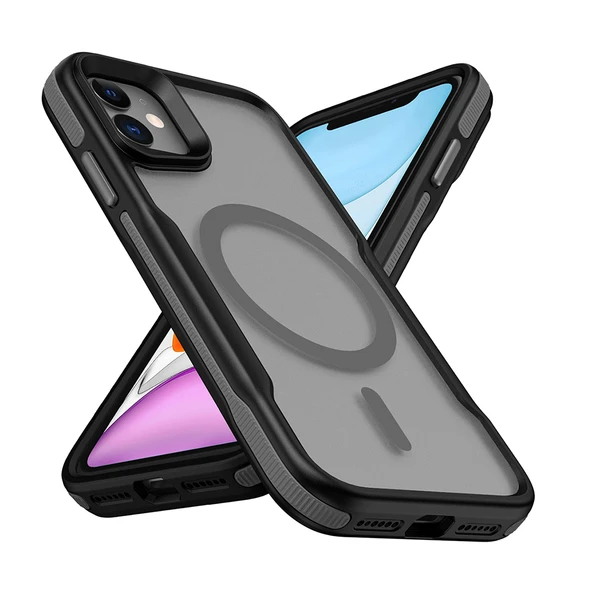 iPhone 11 Kılıf M-safe Şarj Özellikli Renkli Kenar Airbag Şeritli Lamer Kılıf - Resim 5