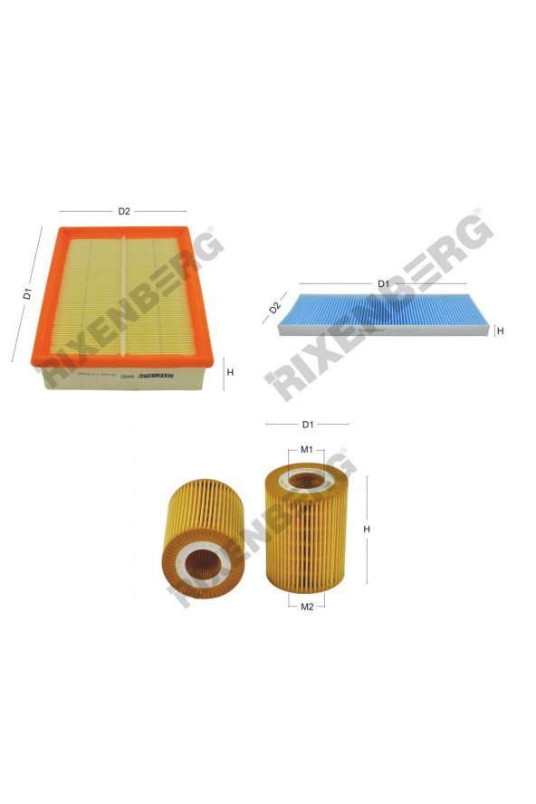 Opel Vectra B 2.0 D 16V 82 Hp (Motor No 17028713) 96-00 Rixenberg Filtre Bakım Seti ürün görseli