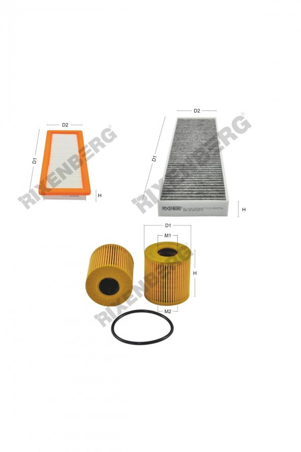 MiniCooper II,Cabrio,Club/Country/ 1.6 S Turbo(R55-R61) 163-184-190-200 Hp 10> Rixenberg Filtre Seti ürün görseli