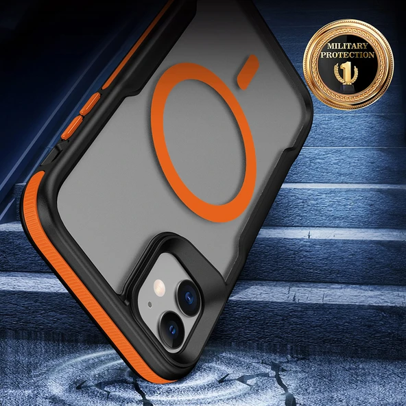 iPhone 11 Kılıf M-safe Şarj Özellikli Renkli Kenar Airbag Şeritli Lamer Kılıf - Resim 6