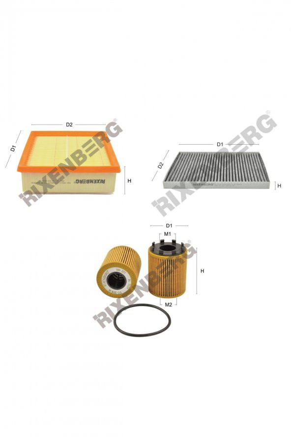 Fiat Punto III 1.4  Turbo T-Jet/Abarth  120-155 Hp 07 >  Rixenberg Filtre Bakım Seti ürün görseli