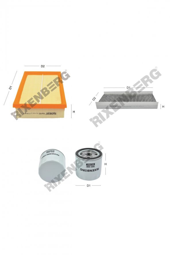 Ford Focus I 1.6 16V (Yüksekliği 74 mm) 100 Hp 98-04 Rixenberg Filtre Bakım Seti ürün görseli