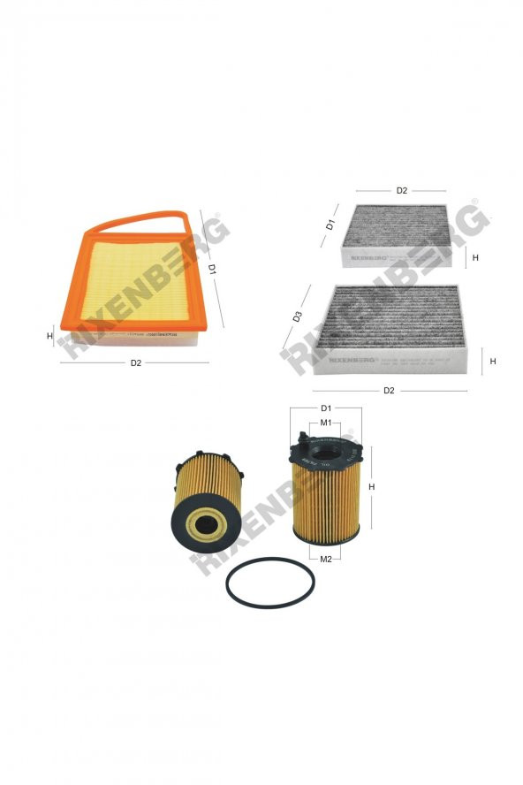 Citroen C3 II 1.6 Hdi (A51) 112 Hp 09 >  Rixenberg Filtre Bakım Seti ürün görseli 1