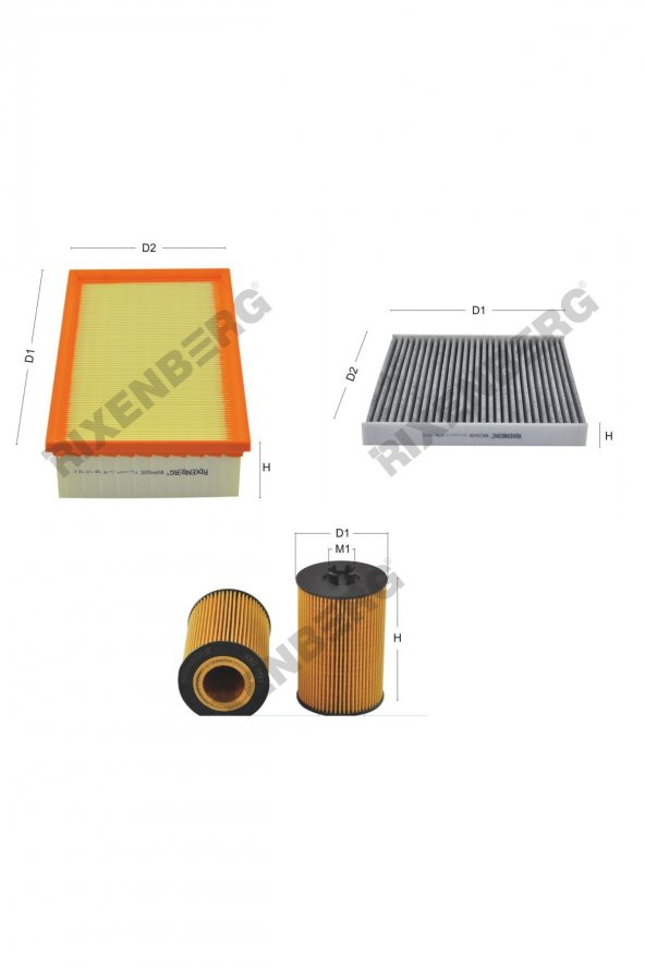 Volkswagen Golf VII 1.6 Tdi (5G1,BA5) 110 Bg  12 > Rixenberg Filtre Bakım Seti ürün görseli 1