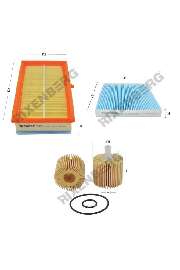 Toyota Yaris III (Xp13) 1.4 D-4D 90 Bg  11 > Rixenberg Filtre Bakım Seti ürün görseli