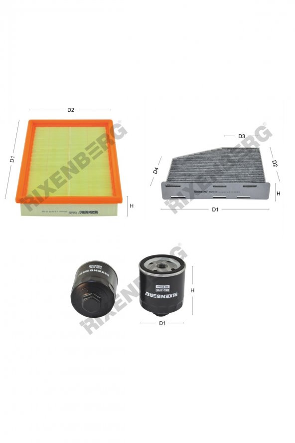 Volkswagen Caddy III 1.4 (2KA,2KB,2KH,2KJ ) 75 Bg  04<>10 Rixenberg Filtre Bakım Seti ürün görseli 1