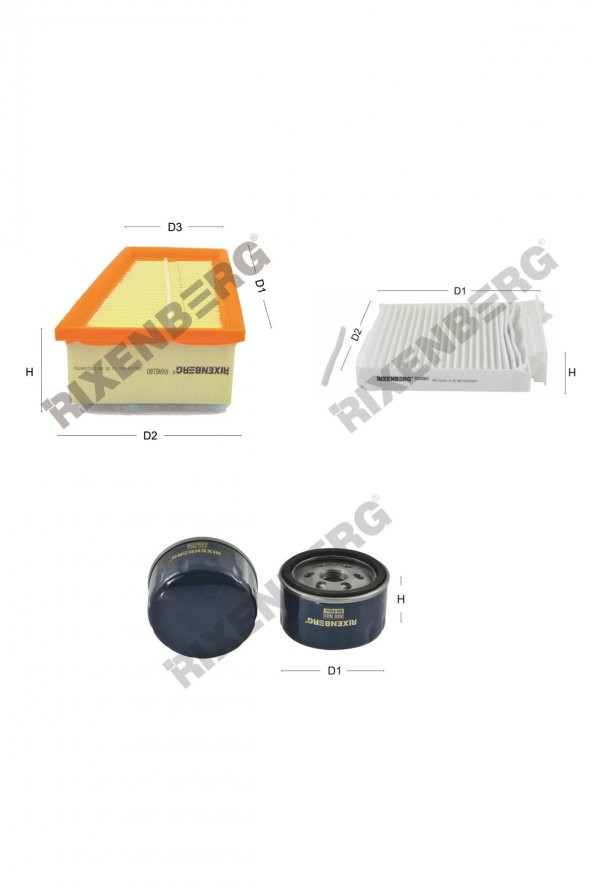 Dacia Duster II 1.6 16V 105 Bg  10 > Rixenberg Filtre Bakım Seti ürün görseli