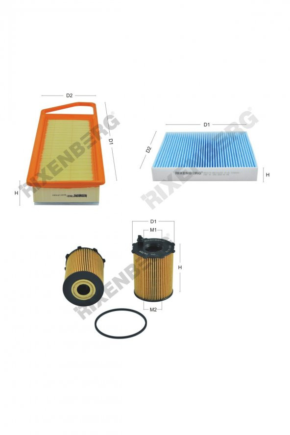 Peugeot Bipper 1.4 Hdi 68 Bg  08 > Rixenberg Filtre Bakım Seti ürün görseli
