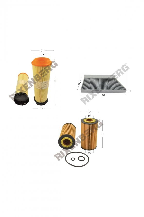 Mercedes C 200 Cdi (C-Klasse W203/C203/S203 ) 122 Bg  03<->07 Rixenberg Filtre Bakım Seti ürün görseli 1