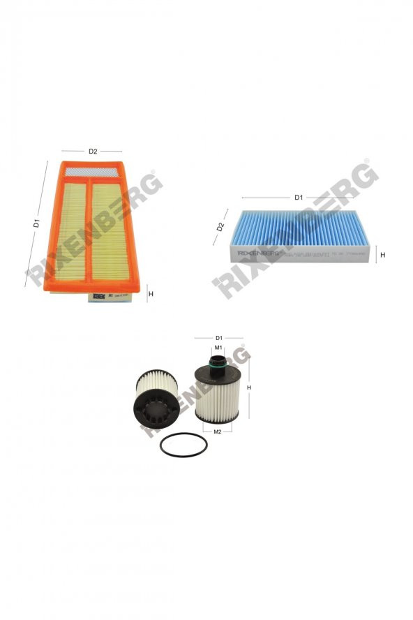 Fiat 500L 1.3 D Multijet Euro 6  95 Bg 14 > Rixenberg Filtre Bakım Seti ürün görseli 1