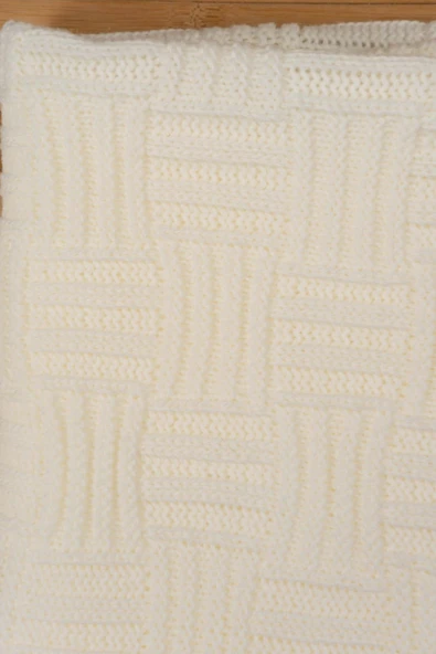 Desenli Örgü Dokulu Bebek Battaniyesi Krem (85 x 90) - 3