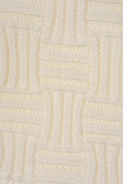 Desenli Örgü Dokulu Bebek Battaniyesi Krem (85 x 90) - 4