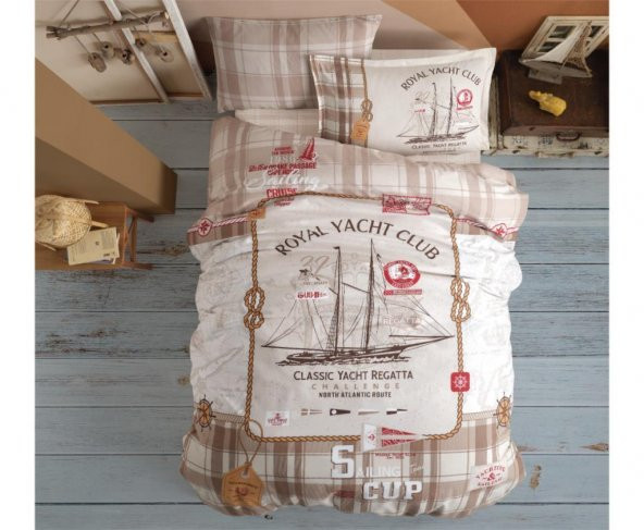 Clasy Genç Ranforce Tek Kişilik Nevresim Takımı Rapala v1 Bej ürün görseli