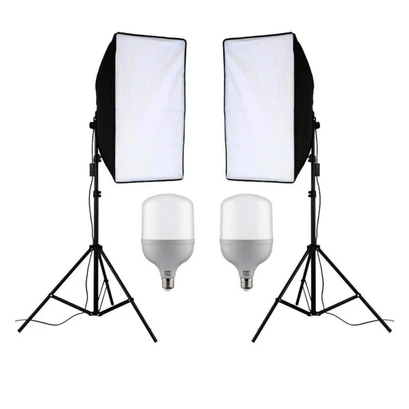 Cazip Shop Video Softbox Sabit Işık Seti Sürekli Işık 50X70 LED Işık 200 cm Ayak 2'li Set - 2