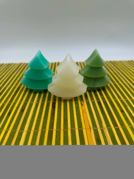 Byr Yılbaşına Özel Çam Ağacı 3'lü Dekoratif Mum 3D