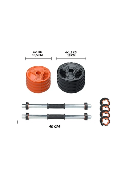 Ecgspor 11 kg Grip Plate Dumbbell Set-(10kg plates +2bar) - 2