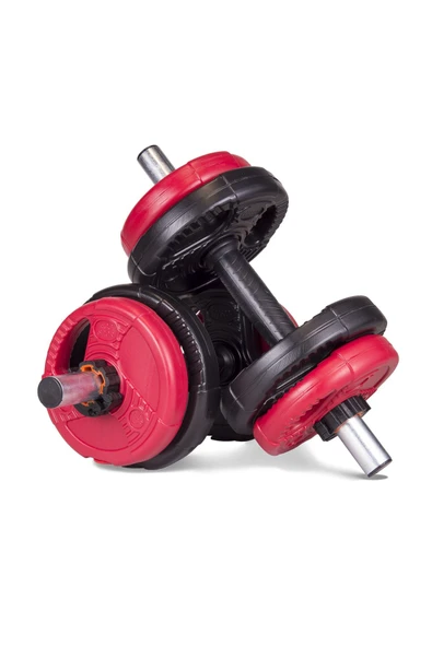 Spor 10 Kg(2 X 5KG) Grip Plate Dumbbell Set Kırmızı Siyah