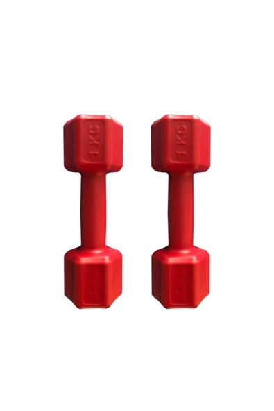 1 Kg Dambıl Seti 1 Kg X 2 Adet Toplam 2 Kg Ağırlık Seti Kırmızı