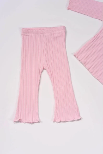 Fırfır Yakalı 2'li Kız Bebek Ribana Takım Pembe - 5