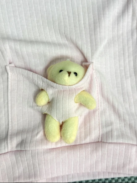 Kız Bebek Basic Eşofman Takımı Bisiklet Yaka Ribanalı Paça Uzun Kol Toz Pembe - Resim 5