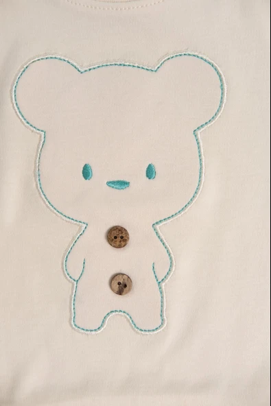 Ayıcık Nakışlı Uzun Kollu 2'li Erkek Eşofman Takımı Mint - Resim 4