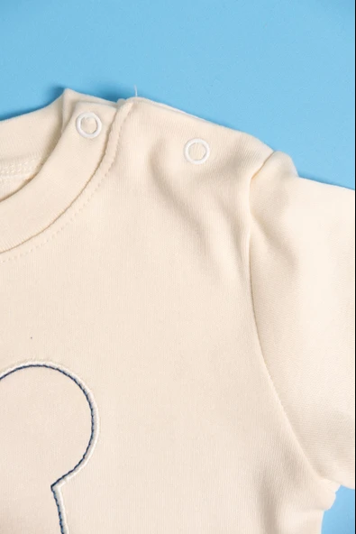 Ayıcık Nakışlı Uzun Kollu 2'li Erkek Eşofman Takımı Lacivert - Resim 5