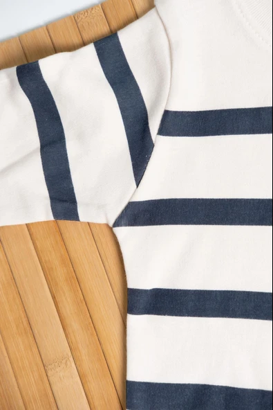 Ayı Armalı Çizgili Sweatshirt ve Eşofman Altı 2'li Erkek Takımı Lacivert - Resim 3