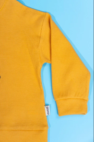 Pamuklu Hardal Renk Ayıcık Desenli Erkek Bebek Takımı - Resim 5