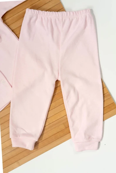 Peluş Ayıcık Aksesuarı ve Kulaklı Ayıcık Şapkasıyla 3'lü Erkek Bebek Takımı Pembe - 6