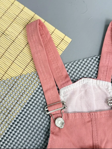 Ayıcıklı Askılı Salopet Uzun Paça Kız Yavru Ağzı - Resim 4