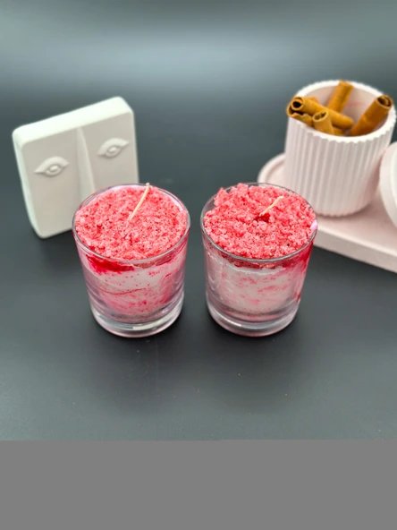 Byr Ahududu Tatlı Konseptli Dekoratif Mum 2'li Set 3D - 3