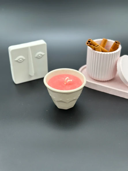 Byr Çilekli Puding Konseptli Dekoratif Mum 3D