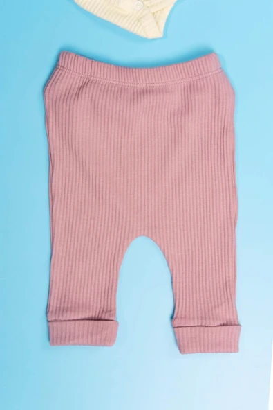 Kalpli Çıtçıtlı  3'lü Kız Bebek Takımı Fırfır Detaylı Krem & Mor - 3