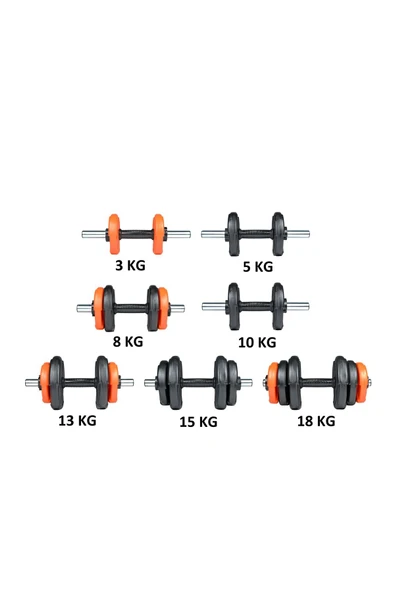 38 Kg Dambıl Halter Seti Turuncu Siyah - 4