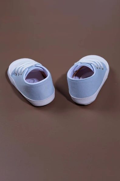 Bağcıklı Unisex Bebek İlk Adım Ayakkabısı Açık Mavi - 3