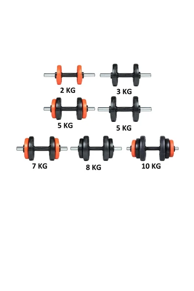 Ecgspor 21 KG (2x10,5kg) Multifonksiyonel Grip Plate Dambıl Seti Turuncu -siyah - 4