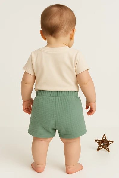 Boy Fil 2'li Erkek Çocuk Şortlu Takım - Yeşil - Resim 3