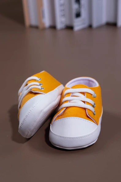 Bağcıklı Unisex Bebek İlk Adım Ayakkabısı Sarı - 3