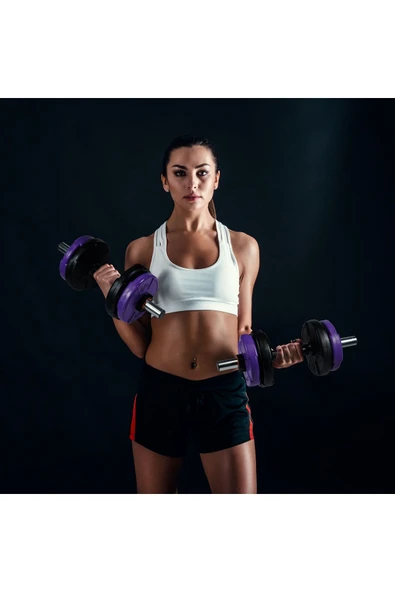 Spor 21 Kg Dambıl Seti Mor Siyah - 2