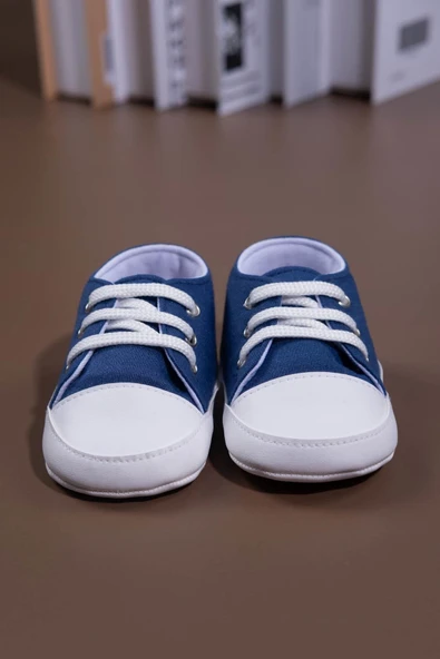 Bağcıklı Unisex Bebek İlk Adım Ayakkabısı Mavi - 4