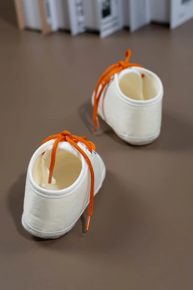 Krem Renkli Bağcıklı Bebek Ayakkabısı Krem - 4