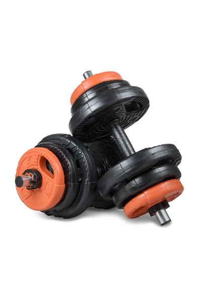 Ecgspor 21 KG (2x10,5kg) Multifonksiyonel Grip Plate Dambıl Seti Turuncu -siyah